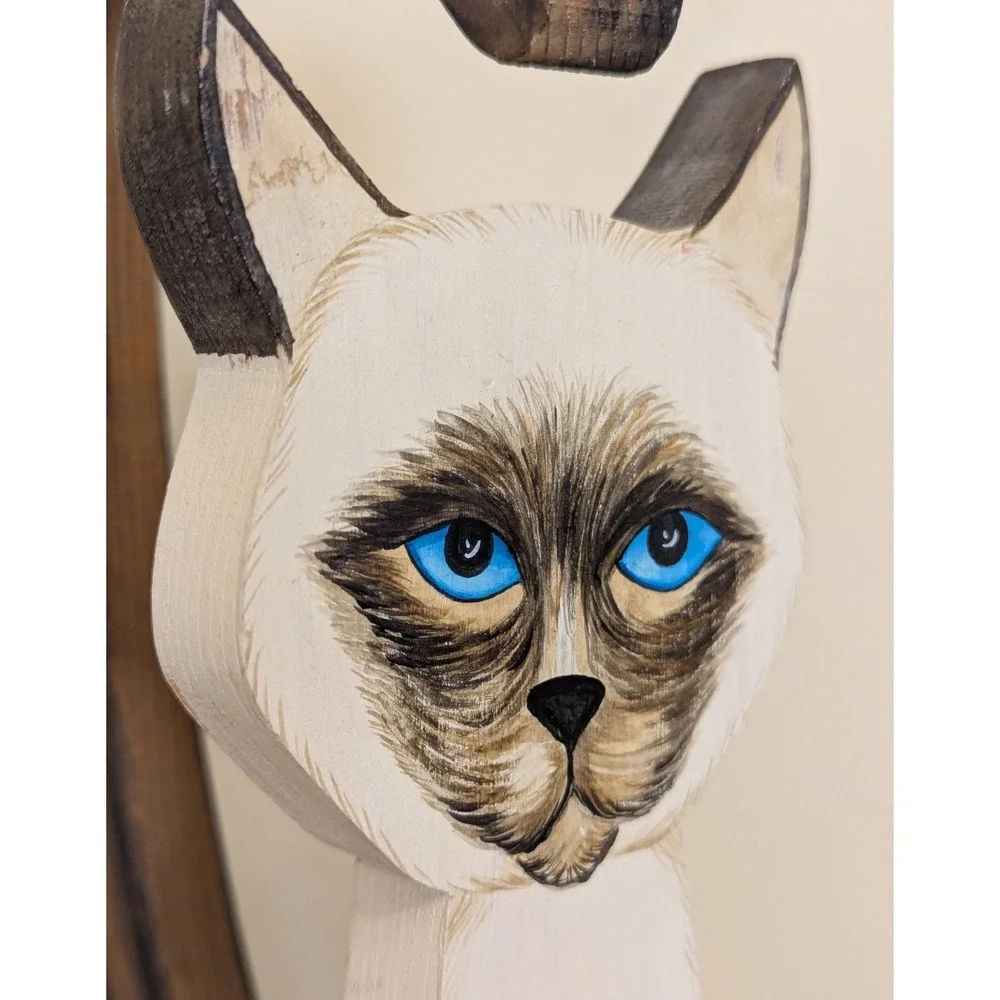 Vintage Siamese Cat Hand Painted Wood Cutout 17